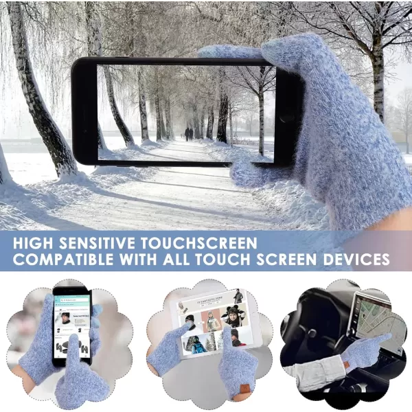 imageFZ FANTASTIC ZONE Winter Warm Knit Touchscreen Gloves for Women Cold Weather Thermal Texting Working Gloves Womens GiftsBlue