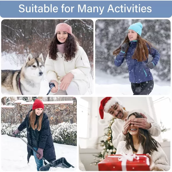 imageFZ FANTASTIC ZONE Winter Warm Knit Touchscreen Gloves for Women Cold Weather Thermal Texting Working Gloves Womens GiftsBlue