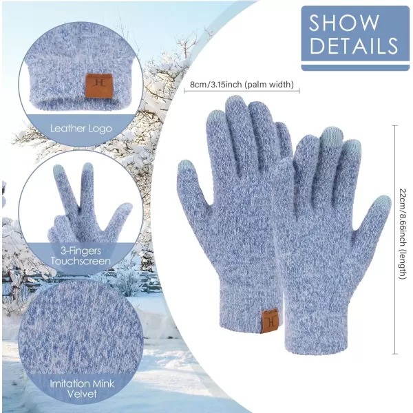 imageFZ FANTASTIC ZONE Winter Warm Knit Touchscreen Gloves for Women Cold Weather Thermal Texting Working Gloves Womens GiftsBlue