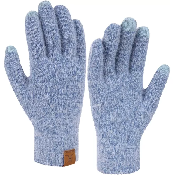 imageFZ FANTASTIC ZONE Winter Warm Knit Touchscreen Gloves for Women Cold Weather Thermal Texting Working Gloves Womens GiftsBlue