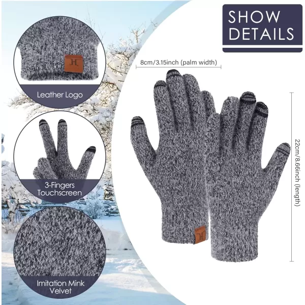 imageFZ FANTASTIC ZONE Winter Warm Knit Touchscreen Gloves for Women Cold Weather Thermal Texting Working Gloves Womens GiftsDark Blue
