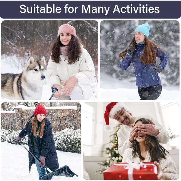 imageFZ FANTASTIC ZONE Winter Warm Knit Touchscreen Gloves for Women Cold Weather Thermal Texting Working Gloves Womens GiftsDark Blue