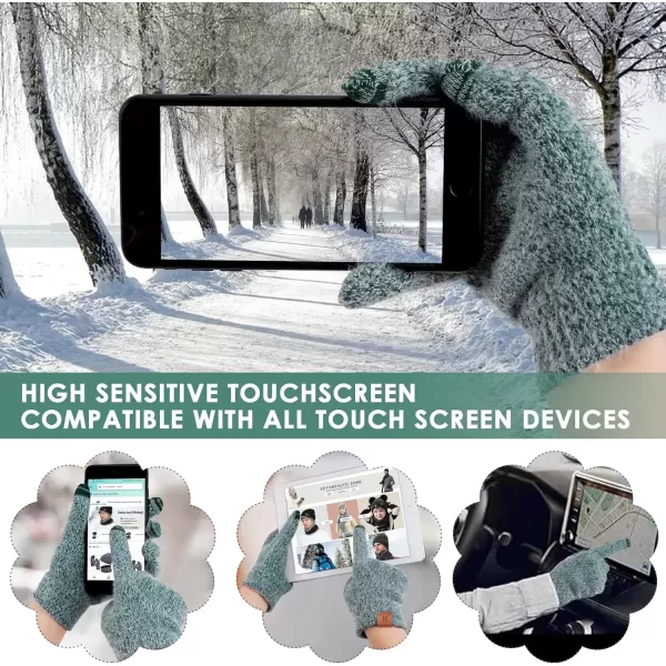 imageFZ FANTASTIC ZONE Winter Warm Knit Touchscreen Gloves for Women Cold Weather Thermal Texting Working Gloves Womens GiftsDark Green