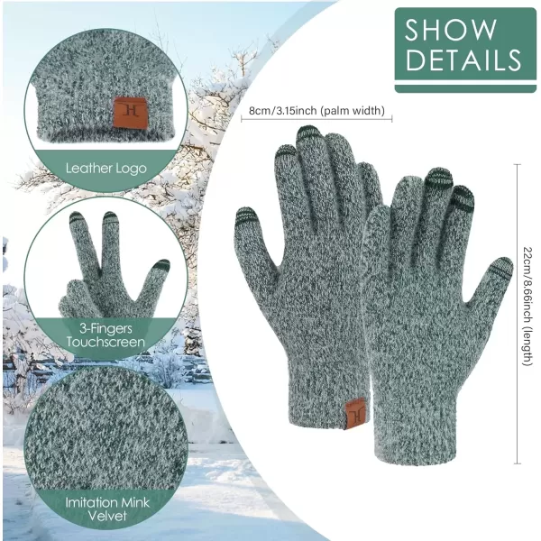 imageFZ FANTASTIC ZONE Winter Warm Knit Touchscreen Gloves for Women Cold Weather Thermal Texting Working Gloves Womens GiftsDark Green