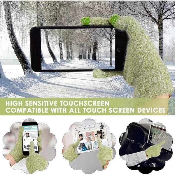 imageFZ FANTASTIC ZONE Winter Warm Knit Touchscreen Gloves for Women Cold Weather Thermal Texting Working Gloves Womens GiftsGreen