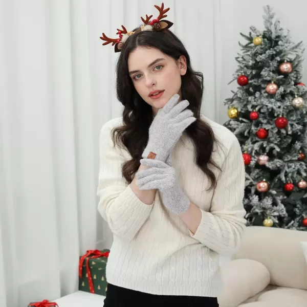 imageFZ FANTASTIC ZONE Winter Warm Knit Touchscreen Gloves for Women Cold Weather Thermal Texting Working Gloves Womens GiftsGrey