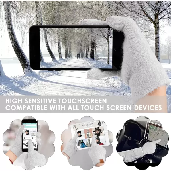 imageFZ FANTASTIC ZONE Winter Warm Knit Touchscreen Gloves for Women Cold Weather Thermal Texting Working Gloves Womens GiftsGrey