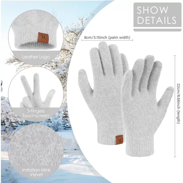 imageFZ FANTASTIC ZONE Winter Warm Knit Touchscreen Gloves for Women Cold Weather Thermal Texting Working Gloves Womens GiftsGrey