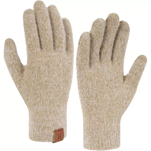 imageFZ FANTASTIC ZONE Winter Warm Knit Touchscreen Gloves for Women Cold Weather Thermal Texting Working Gloves Womens GiftsKhaki