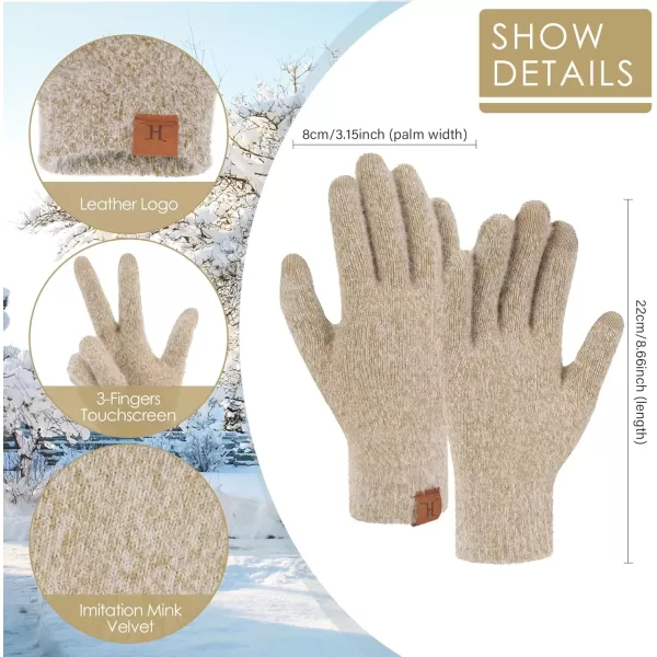 imageFZ FANTASTIC ZONE Winter Warm Knit Touchscreen Gloves for Women Cold Weather Thermal Texting Working Gloves Womens GiftsKhaki