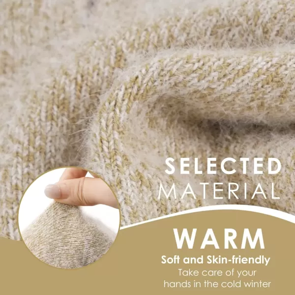 imageFZ FANTASTIC ZONE Winter Warm Knit Touchscreen Gloves for Women Cold Weather Thermal Texting Working Gloves Womens GiftsKhaki