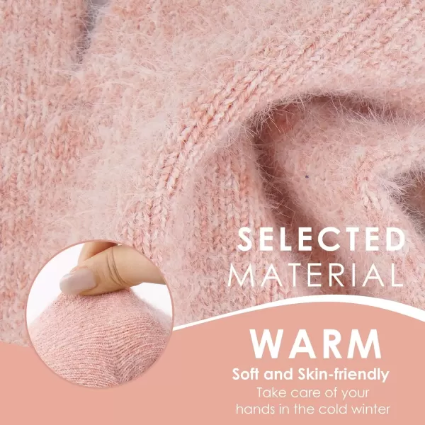 imageFZ FANTASTIC ZONE Winter Warm Knit Touchscreen Gloves for Women Cold Weather Thermal Texting Working Gloves Womens GiftsPink