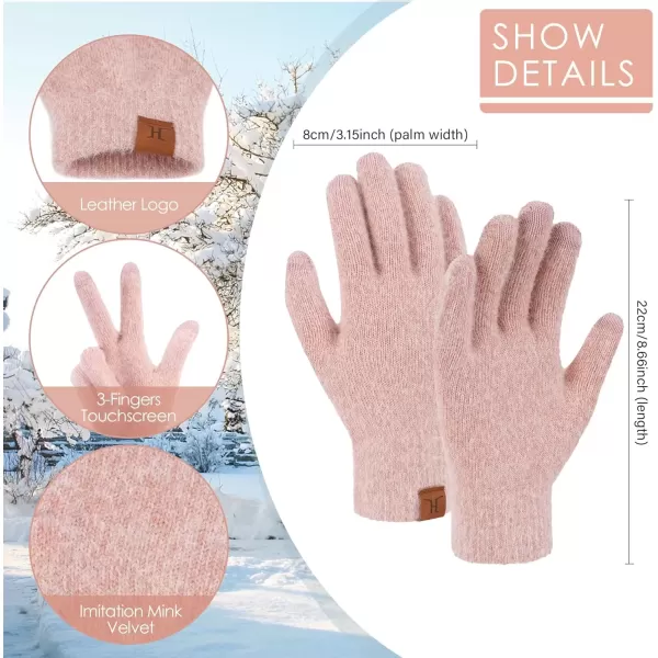 imageFZ FANTASTIC ZONE Winter Warm Knit Touchscreen Gloves for Women Cold Weather Thermal Texting Working Gloves Womens GiftsPink