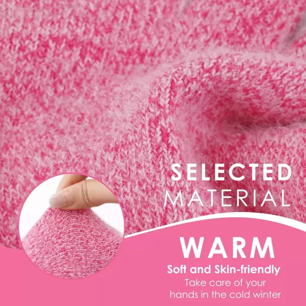 imageFZ FANTASTIC ZONE Winter Warm Knit Touchscreen Gloves for Women Cold Weather Thermal Texting Working Gloves Womens GiftsRose Red