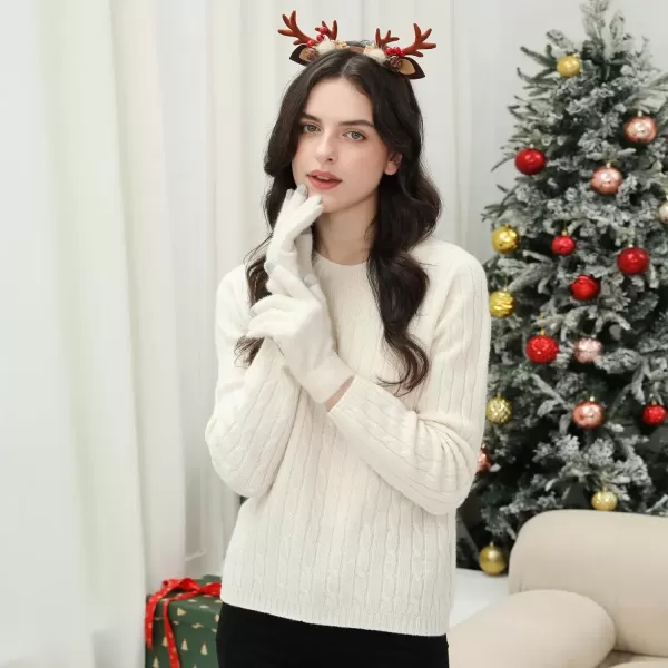 imageFZ FANTASTIC ZONE Winter Warm Knit Touchscreen Gloves for Women Cold Weather Thermal Texting Working Gloves Womens GiftsWhite