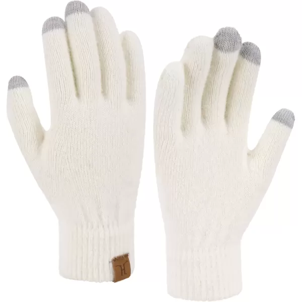 imageFZ FANTASTIC ZONE Winter Warm Knit Touchscreen Gloves for Women Cold Weather Thermal Texting Working Gloves Womens GiftsWhite