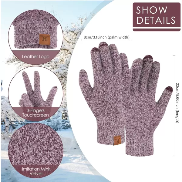 imageFZ FANTASTIC ZONE Winter Warm Knit Touchscreen Gloves for Women Cold Weather Thermal Texting Working Gloves Womens GiftsWine Red