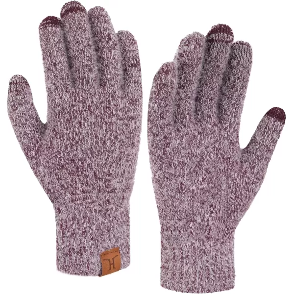 imageFZ FANTASTIC ZONE Winter Warm Knit Touchscreen Gloves for Women Cold Weather Thermal Texting Working Gloves Womens GiftsWine Red