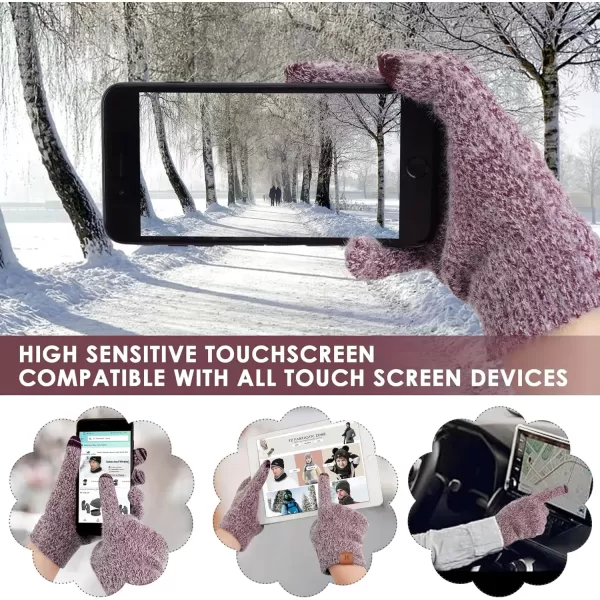 imageFZ FANTASTIC ZONE Winter Warm Knit Touchscreen Gloves for Women Cold Weather Thermal Texting Working Gloves Womens GiftsWine Red