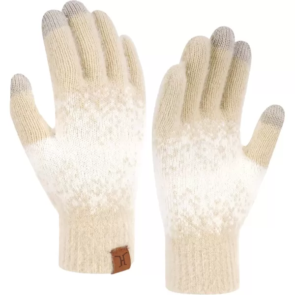 imageFZ FANTASTIC ZONE Womens Winter Gloves for Cold Weather Touch Screen Texting Warm Gloves Knit Thermal Gloves Gifts for WomenApricot White