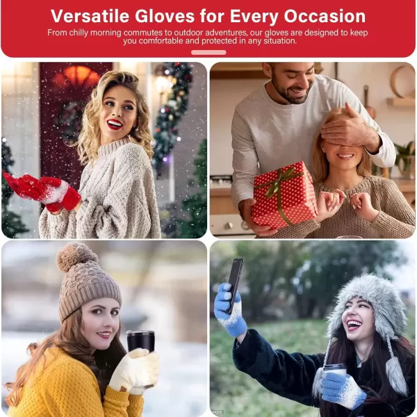 imageFZ FANTASTIC ZONE Womens Winter Gloves for Cold Weather Touch Screen Texting Warm Gloves Knit Thermal Gloves Gifts for WomenBlack White