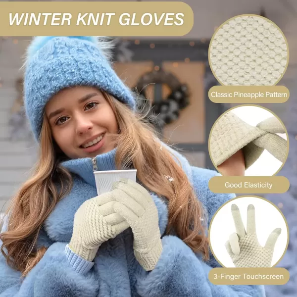 imageFZ FANTASTIC ZONE Womens Winter Gloves with Touchscreen Warm Chenille Knit Thermal Gloves for Women Cold Weather GiftsApricot