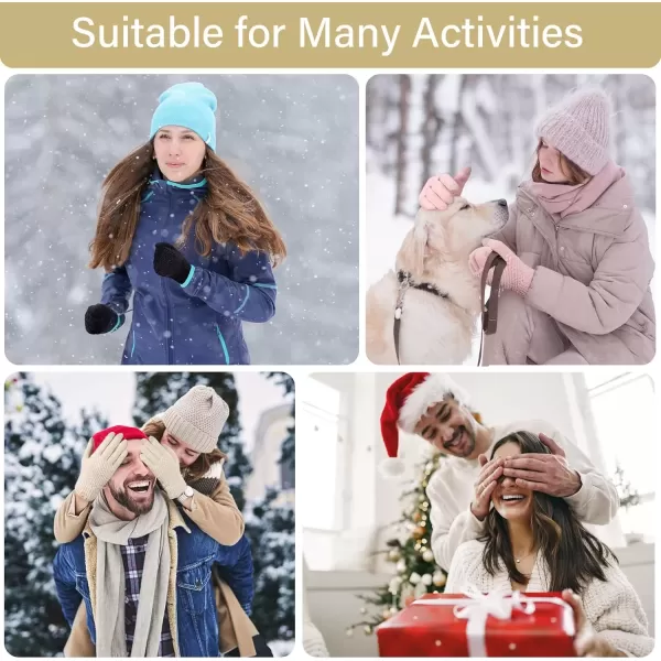 imageFZ FANTASTIC ZONE Womens Winter Gloves with Touchscreen Warm Chenille Knit Thermal Gloves for Women Cold Weather GiftsApricot