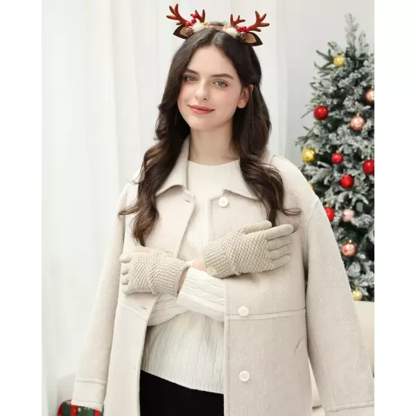 imageFZ FANTASTIC ZONE Womens Winter Gloves with Touchscreen Warm Chenille Knit Thermal Gloves for Women Cold Weather GiftsApricot