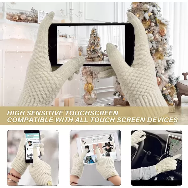imageFZ FANTASTIC ZONE Womens Winter Gloves with Touchscreen Warm Chenille Knit Thermal Gloves for Women Cold Weather GiftsApricot