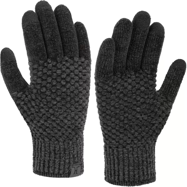 imageFZ FANTASTIC ZONE Womens Winter Gloves with Touchscreen Warm Chenille Knit Thermal Gloves for Women Cold Weather GiftsDark Grey