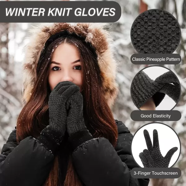 imageFZ FANTASTIC ZONE Womens Winter Gloves with Touchscreen Warm Chenille Knit Thermal Gloves for Women Cold Weather GiftsDark Grey