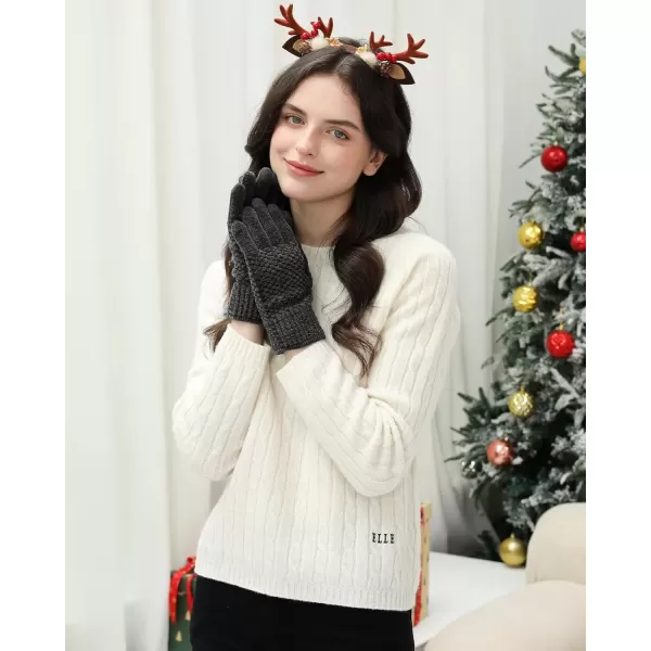 imageFZ FANTASTIC ZONE Womens Winter Gloves with Touchscreen Warm Chenille Knit Thermal Gloves for Women Cold Weather GiftsDark Grey