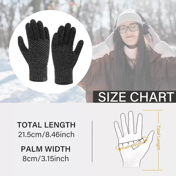 imageFZ FANTASTIC ZONE Womens Winter Gloves with Touchscreen Warm Chenille Knit Thermal Gloves for Women Cold Weather GiftsDark Grey