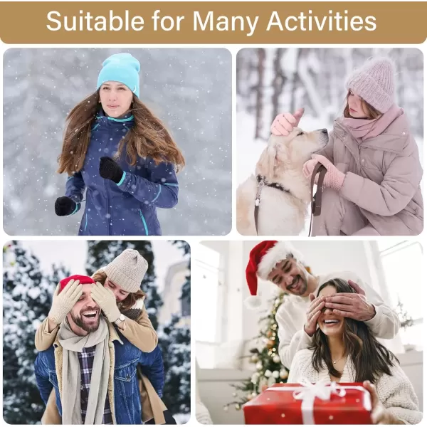 imageFZ FANTASTIC ZONE Womens Winter Gloves with Touchscreen Warm Chenille Knit Thermal Gloves for Women Cold Weather GiftsKhaki