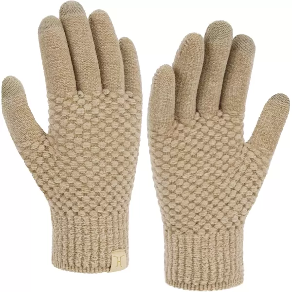 imageFZ FANTASTIC ZONE Womens Winter Gloves with Touchscreen Warm Chenille Knit Thermal Gloves for Women Cold Weather GiftsKhaki