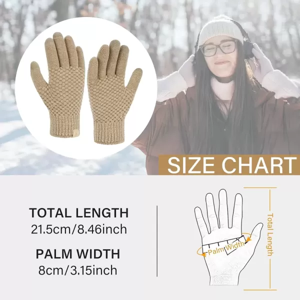 imageFZ FANTASTIC ZONE Womens Winter Gloves with Touchscreen Warm Chenille Knit Thermal Gloves for Women Cold Weather GiftsKhaki