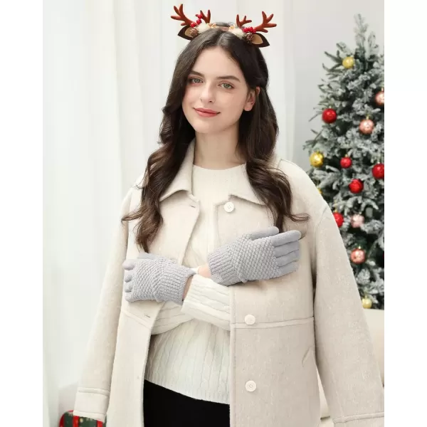 imageFZ FANTASTIC ZONE Womens Winter Gloves with Touchscreen Warm Chenille Knit Thermal Gloves for Women Cold Weather GiftsLight Gray
