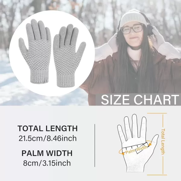 imageFZ FANTASTIC ZONE Womens Winter Gloves with Touchscreen Warm Chenille Knit Thermal Gloves for Women Cold Weather GiftsLight Gray