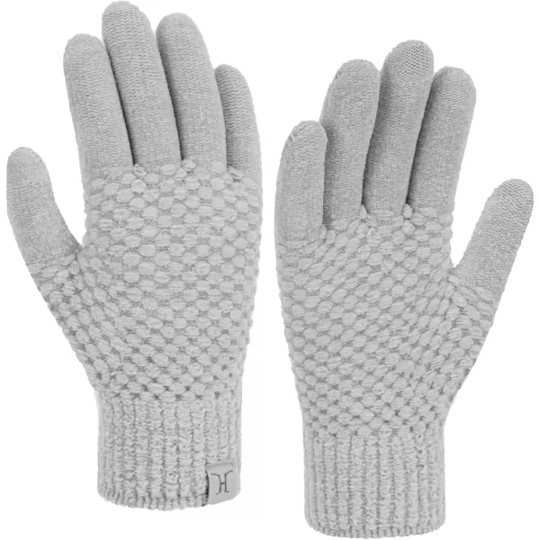 imageFZ FANTASTIC ZONE Womens Winter Gloves with Touchscreen Warm Chenille Knit Thermal Gloves for Women Cold Weather GiftsLight Gray