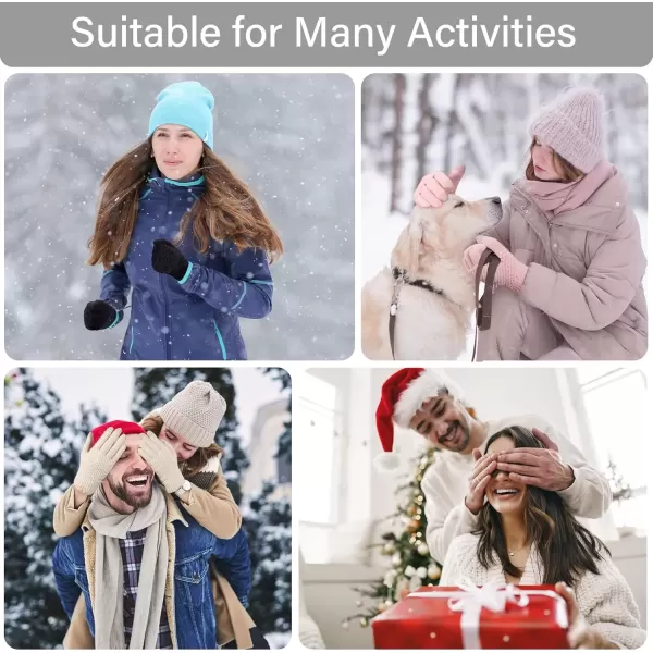 imageFZ FANTASTIC ZONE Womens Winter Gloves with Touchscreen Warm Chenille Knit Thermal Gloves for Women Cold Weather GiftsLight Gray