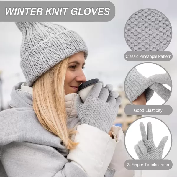 imageFZ FANTASTIC ZONE Womens Winter Gloves with Touchscreen Warm Chenille Knit Thermal Gloves for Women Cold Weather GiftsLight Gray