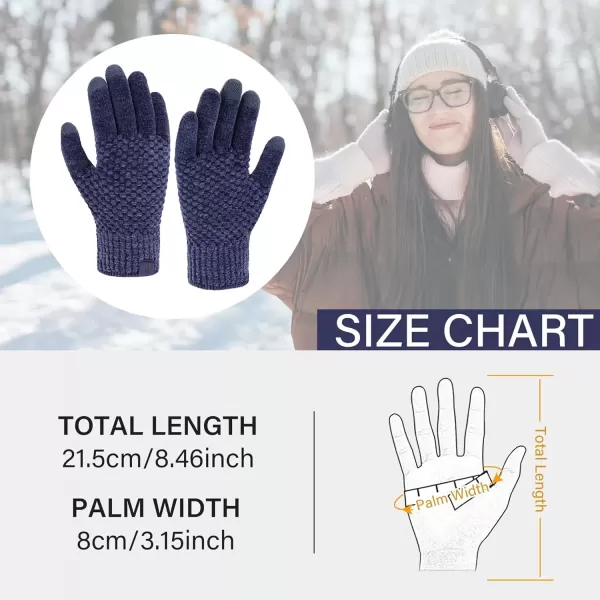imageFZ FANTASTIC ZONE Womens Winter Gloves with Touchscreen Warm Chenille Knit Thermal Gloves for Women Cold Weather GiftsNavy Blue
