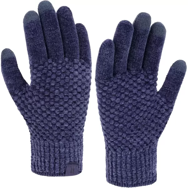 imageFZ FANTASTIC ZONE Womens Winter Gloves with Touchscreen Warm Chenille Knit Thermal Gloves for Women Cold Weather GiftsNavy Blue