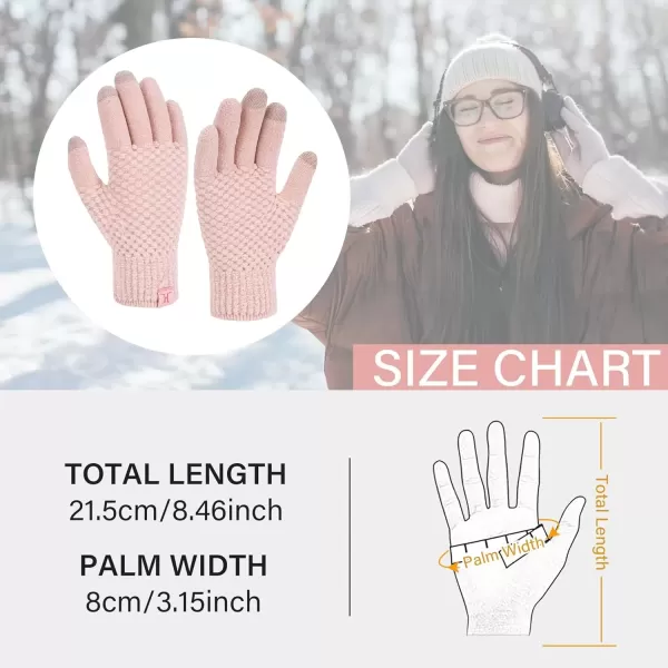 imageFZ FANTASTIC ZONE Womens Winter Gloves with Touchscreen Warm Chenille Knit Thermal Gloves for Women Cold Weather GiftsPink