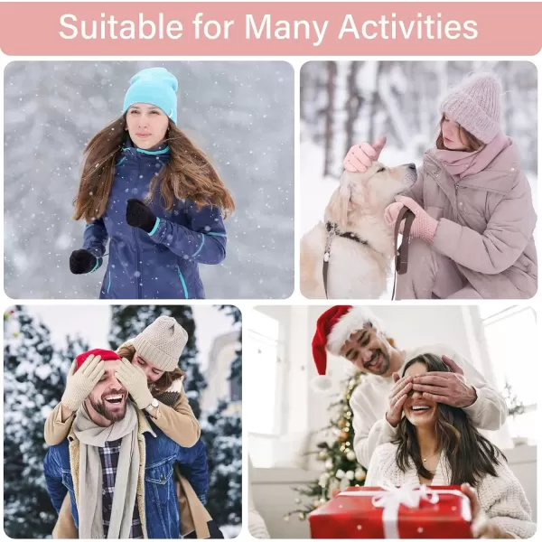 imageFZ FANTASTIC ZONE Womens Winter Gloves with Touchscreen Warm Chenille Knit Thermal Gloves for Women Cold Weather GiftsPink