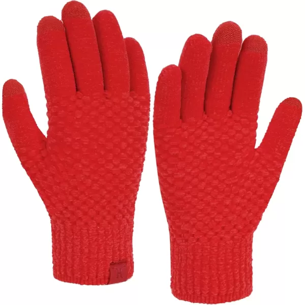 imageFZ FANTASTIC ZONE Womens Winter Gloves with Touchscreen Warm Chenille Knit Thermal Gloves for Women Cold Weather GiftsRed