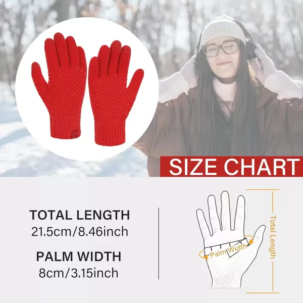 imageFZ FANTASTIC ZONE Womens Winter Gloves with Touchscreen Warm Chenille Knit Thermal Gloves for Women Cold Weather GiftsRed