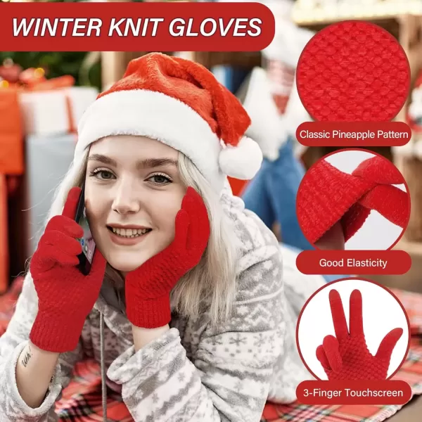 imageFZ FANTASTIC ZONE Womens Winter Gloves with Touchscreen Warm Chenille Knit Thermal Gloves for Women Cold Weather GiftsRed