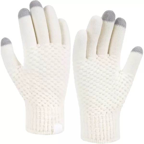 imageFZ FANTASTIC ZONE Womens Winter Gloves with Touchscreen Warm Chenille Knit Thermal Gloves for Women Cold Weather GiftsWhite