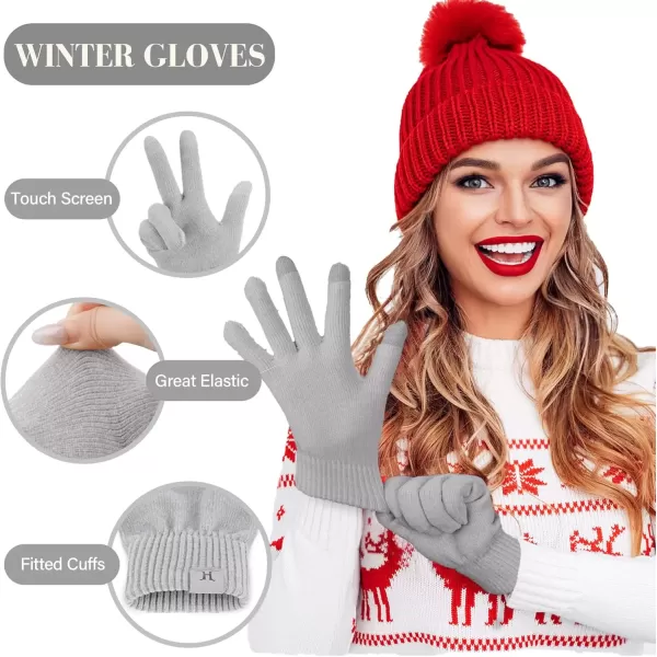 imageFZ FANTASTIC ZONE Womens Winter Warm Touch Screen Gloves Chenille Elastic Cuffs Knit Gloves for Women Cold Weather GiftsLight Grey